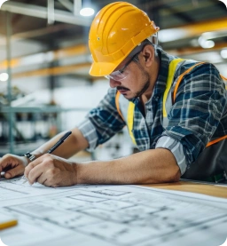 Engineer man drafting