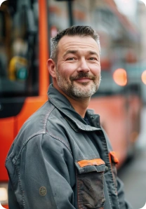 Worker smiling